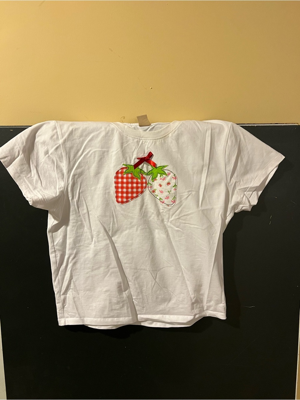 Girls White Tee with Strawberry